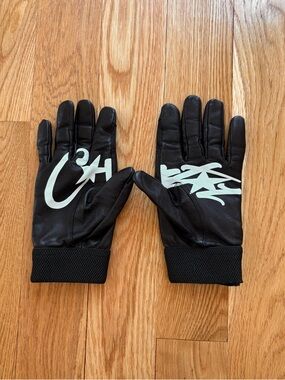Corteiz RTW Rulez The World Black Leather Logo Print Gloves S/M Small/Medium
